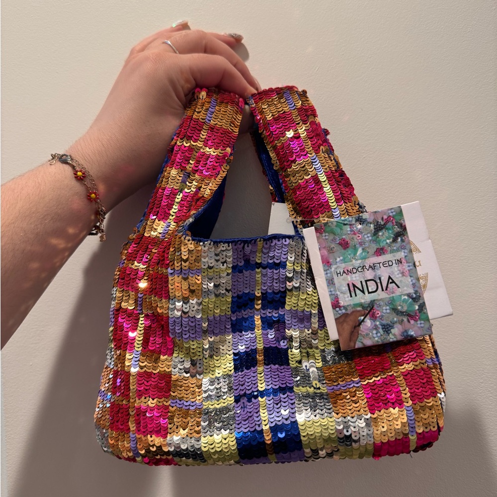 Viral Handcrafted from India to you sequin mini handbag beaded